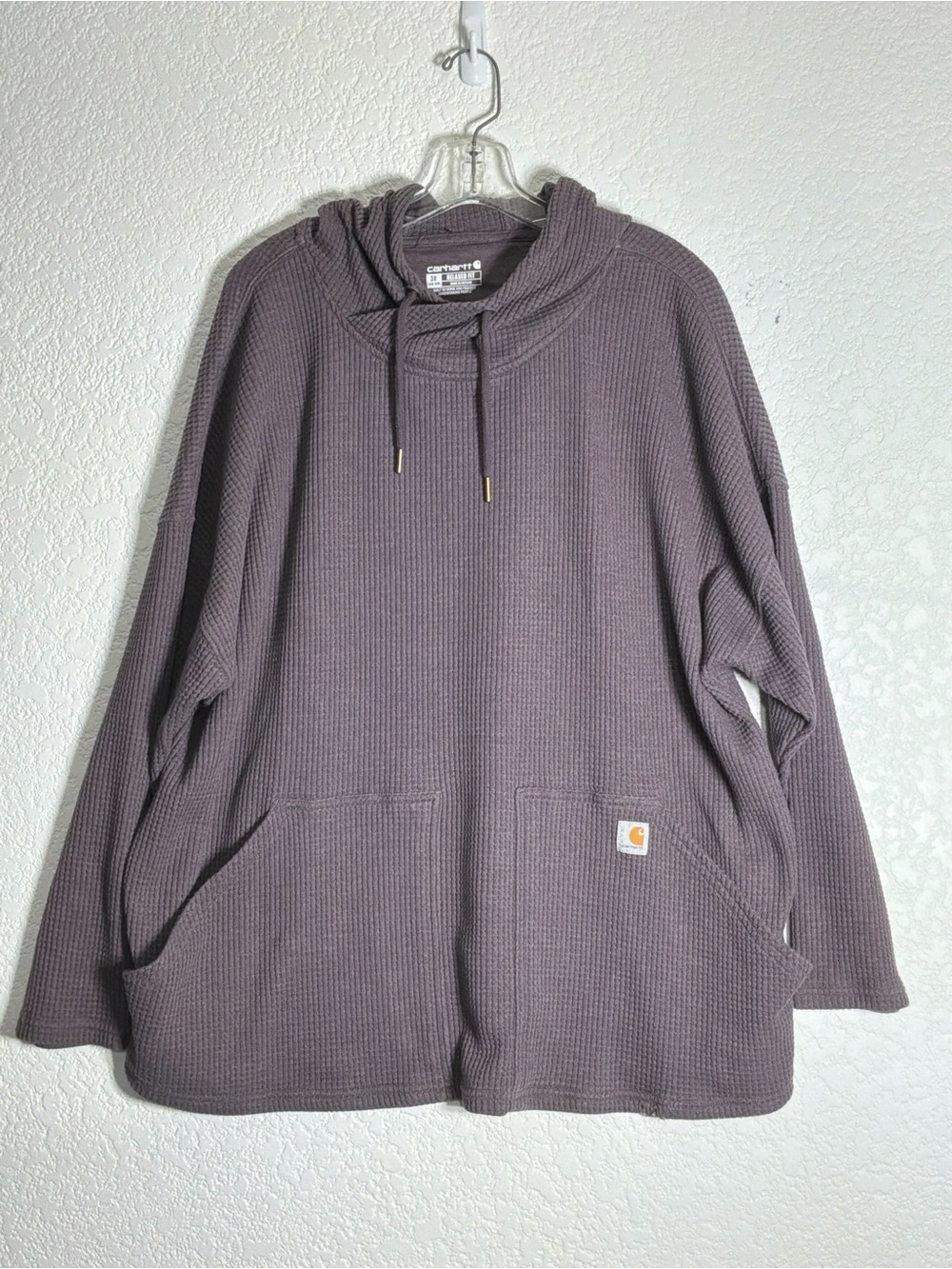 Carhartt Ladie’s Hooded Waffle Knit Pullover - Lavender Size 3X FLAW